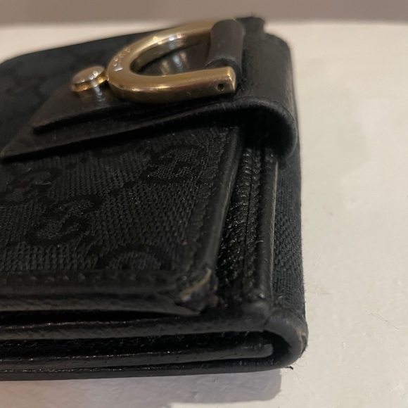 Gucci Black GG Canvas Leather Bifold Wallet Gold Horsebit Hardware - Picture 5 of 14